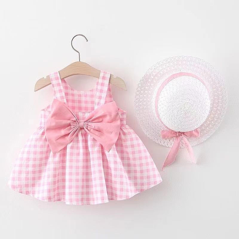 Imported Girls Summer Plaid Bow Princess Dress – Stylish Baby Girl Party Wear