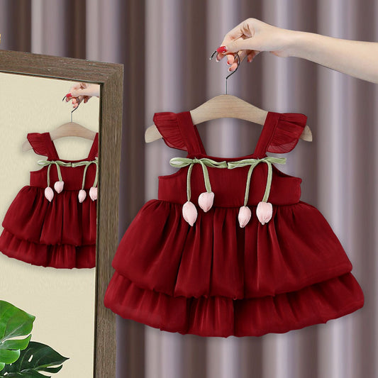 Imported 👗 Girls' Summer Princess Dress – Korean Ins Style with Slip Skirt