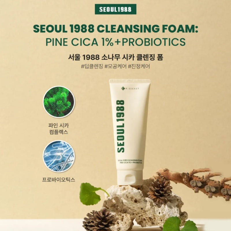 K-SECRET SEOUL 1988 Cleansing Foam: Pine Cica 1% + Probiotics (150ml)