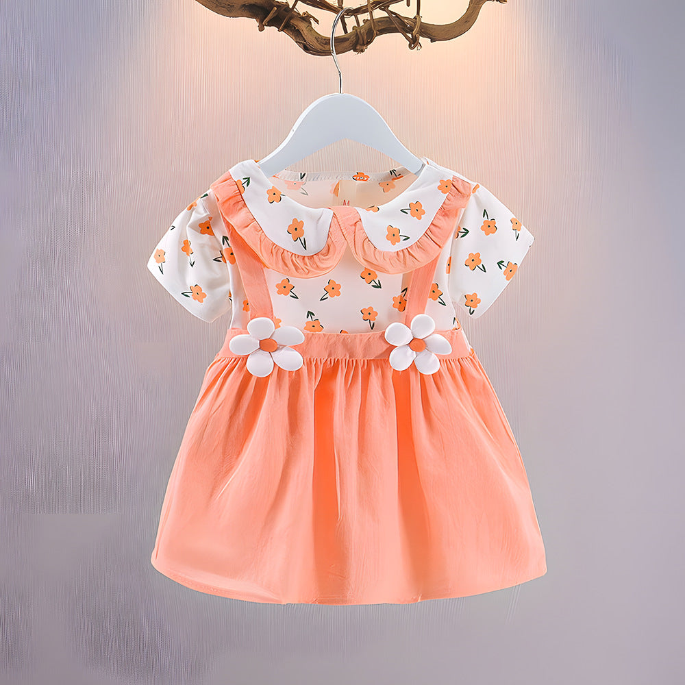 Imported  🌸 Summer Princess Dress – Cute Doll Collar Baby Girl Outfit