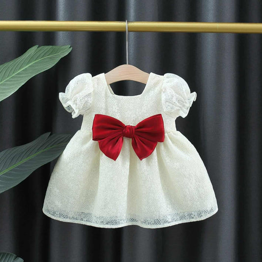 Imported 🌸 Girls’ Summer Lace Tulip Dress – Short Sleeve Princess Style